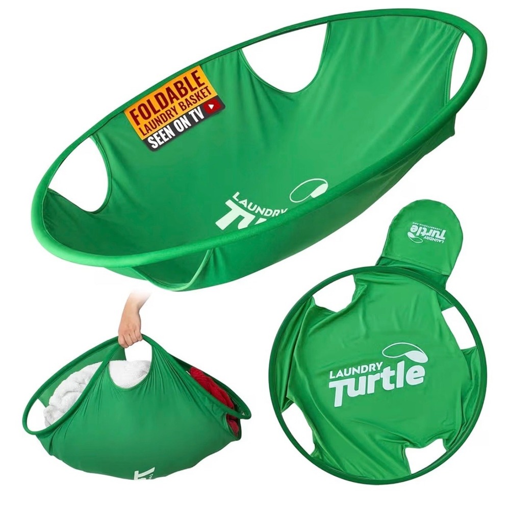 Laundry Turtle Foldable Laundry Basket Green 26 Inch Large Pop Up Hamper New